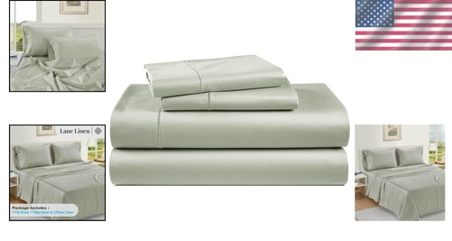 Silky 4-Piece California King Bedding Set - 100% Egyptian Cotton - Deep Pocket - Picture 2 of 11