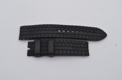 GRAHAM KAUTSCHUK ARMBAND BRACELET 20MM FÜR DORNSCHLIESSE SCHWARZ