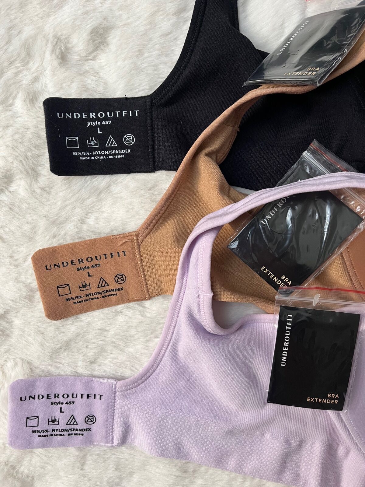 UNDEROUTFIT 3PIECE Lot Comfort Shaping Bras Style 457 Sz Lg NEW