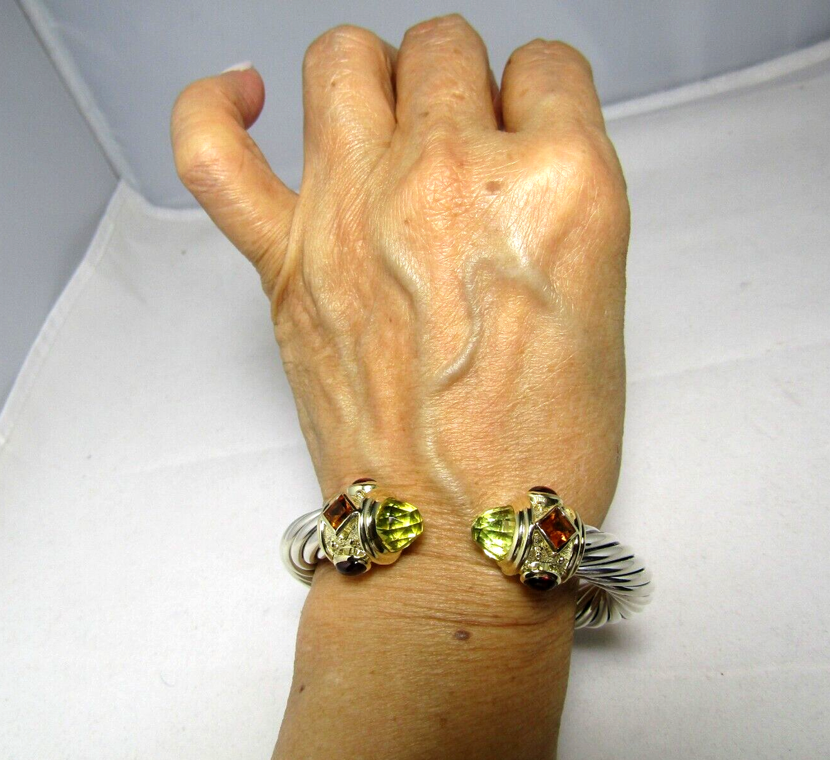 David Yurman Sterling Silver &14K Lemon Citrine 10MM Cable