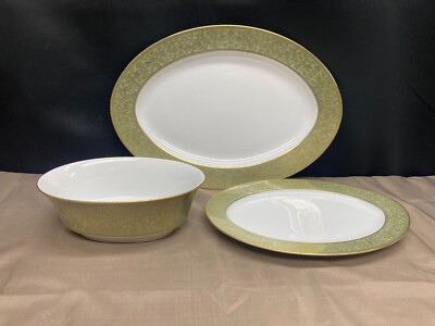 Sango ''VERSAILLES'' #3732 ~ Japan ~ 3 Piece Serving Set: Oval Bowl, Platters