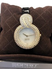 Esprit watch analog quarz rhinestones silver and gold - new - original box