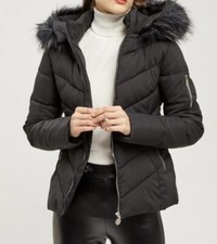 Women's Solid Color PocketContrast Faux Fur Hooded QuiltedJacket, Casual Long 