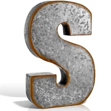 12" Metal S Letter Wall Decor Large Galvanized Letter 3D Signs Shelf Decorati...