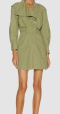  555 Isabel Marant Etoile Women's Green Long-Sleeve Mini Dress Sz FR 36/ US 4