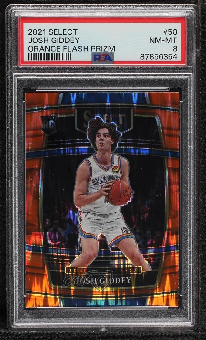 2021-22 Panini Select Concourse Orange Flash Prizm Josh Giddey #58 PSA 8 0x8l