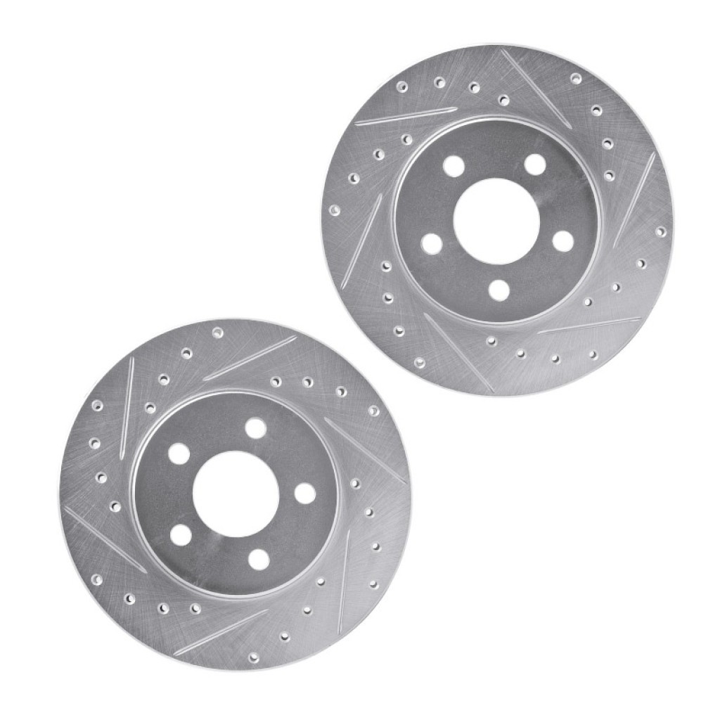 For Chrysler TC Maserati 1990 1991 Rotors | Silver | Drilled And Slotted Rotor