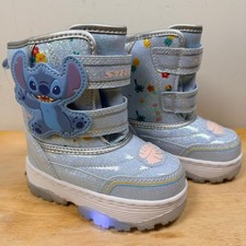 Disney Lilo Stitch Light Up Snow Boots Toddler Girl 7 Blue Glitter Angel Aloha