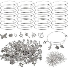 Charm Bracelet Making Kit, 30Pcs Silver Expandable Blank Bracelets Adjustable...