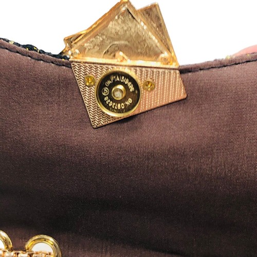 Borsa a tracolla Y2k anni 90 a quadri tweed boucle box catena oro borsa a mano - Foto 8 di 12