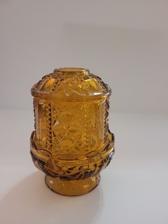 Indiana Glass Stars and Bars Amber Fairy Lamp #3