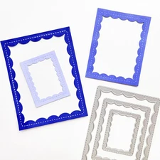 Metal Cutting Dies Nesting Scalloped Rectangle Frame Stencil Scrapbooking Crafts