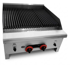 Commercial Gas Grill 2 Burner BBQ LPG/Natural Gas Stainless Steel 600mm 60000 BT