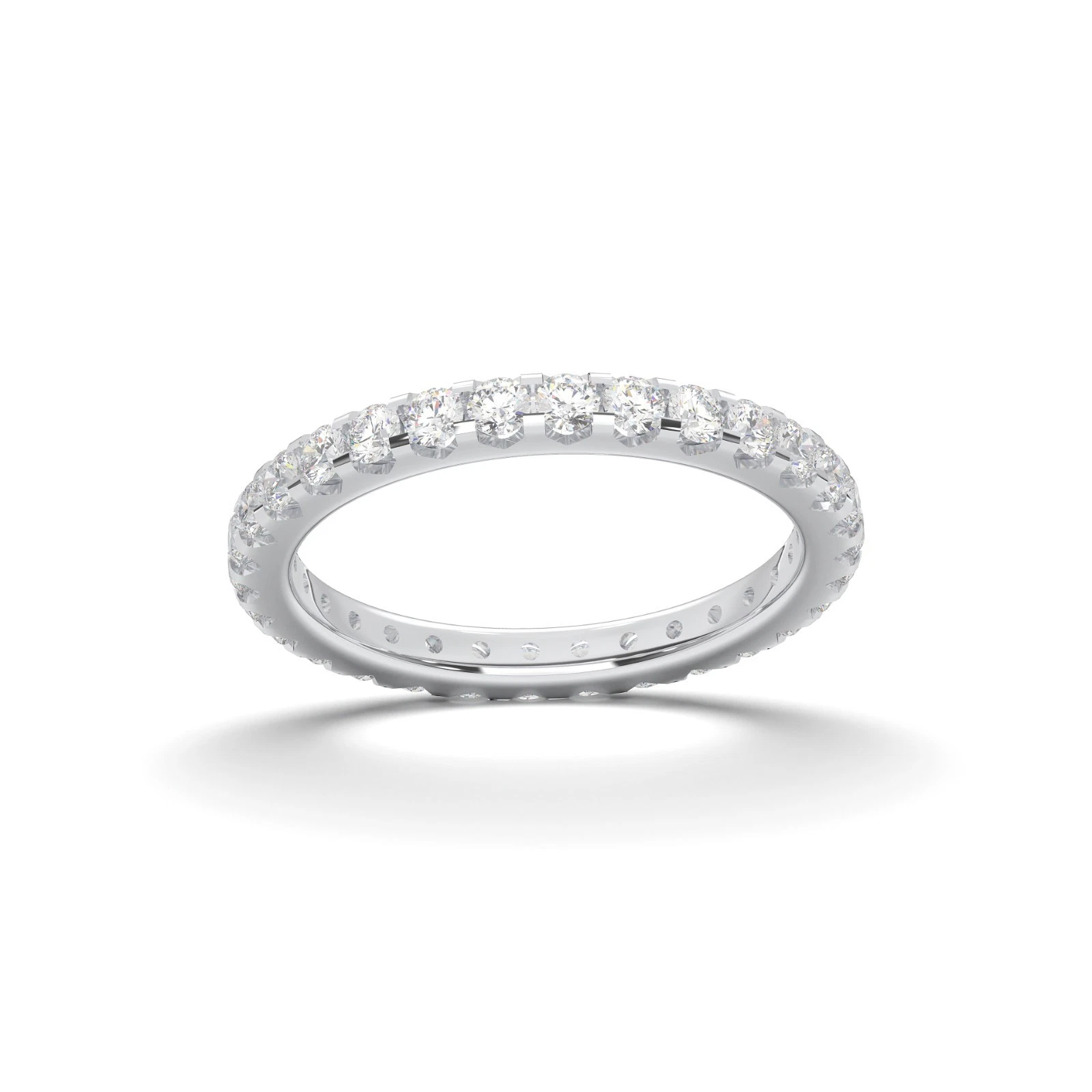 0.90Ct Round Cut Lab Grown Diamond/CVD Eternity Band 14k White Gold image-1