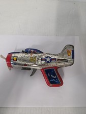 Vintage Tin Airplane Friction Trigger Toy 30 Jet Fighter Japan Parts/Repair