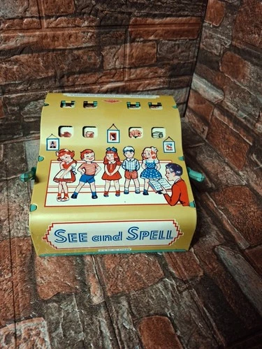 1950s Vintage Wolverine Educational Game See and Spell Tin Toy for Kids