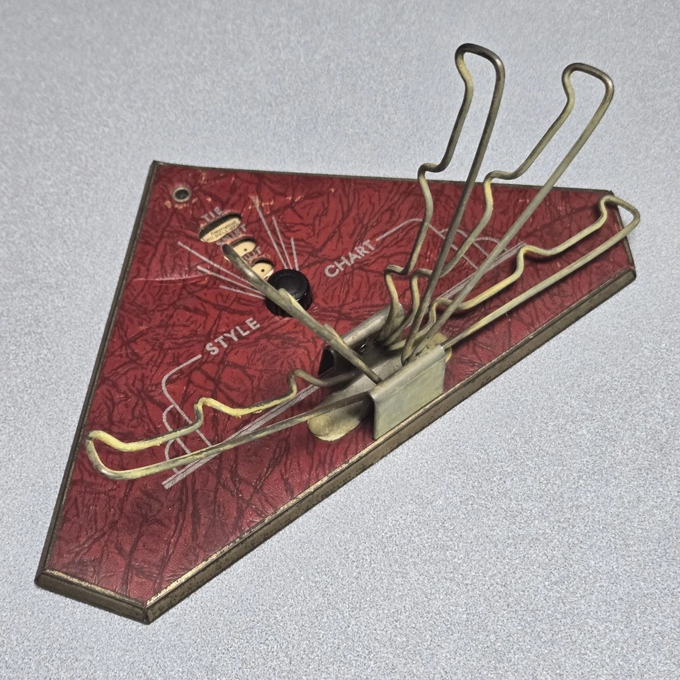 Corbata Art Deco vintage y tabla de estilo 1937 Nu-Dell MFG roja Foto 4 de 4