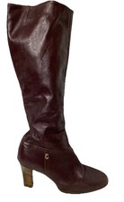 70s Cobbies Burgundy Knee High Women High Heels Boots Sz 6.5