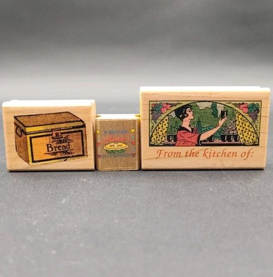 Set-3 Rubber Stamps COOKING KITCHEN Good Cooker Great Condition VTG B48.3GA3444
