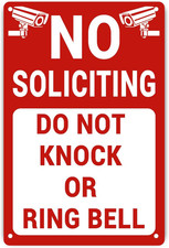 No Soliciting Sign for House/Home, Metal Yard Sign for Front Door, Perfect Decor