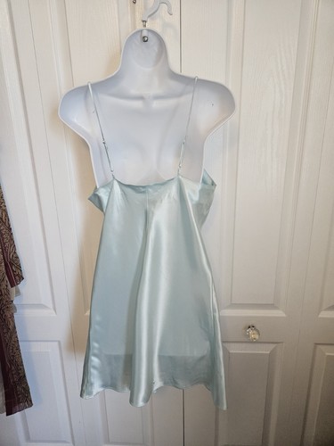 Morgan Taylor mintgrünes kurzes Nachthemd Liquid Satin Negligee Adj Träger Gr. M - Bild 7 von 9