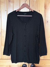 New TALBOTS 3/4 Sleeve Charming Cardigan, Black Polkadot L