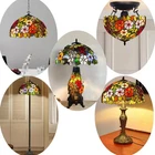 Tiffany Style Table Ceiling Pendant Cluster Lamp 16" Stained Glass Flower UK
