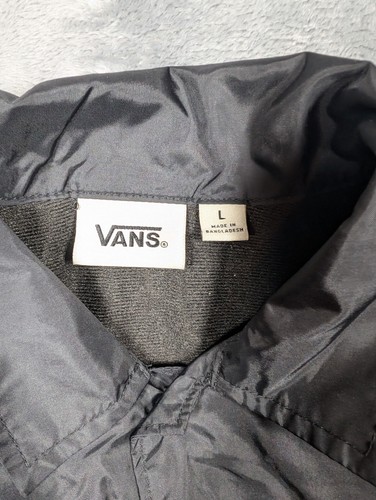 Vans Jacket Mens Large Black Nylon Windbreaker Coach Skateboarding Patch Logo - Picture 5 of 8