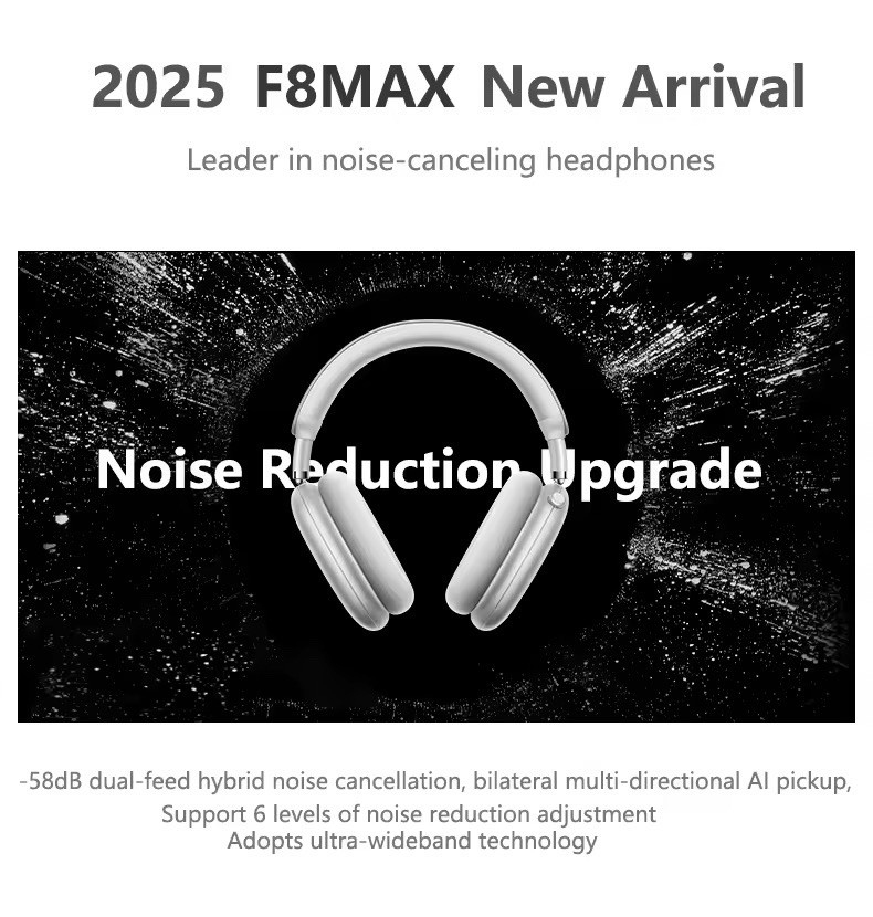 Casque Bluetooth ANC Picun F8 Pro avec réduction de bruit active de -52dB pour un calme absolu