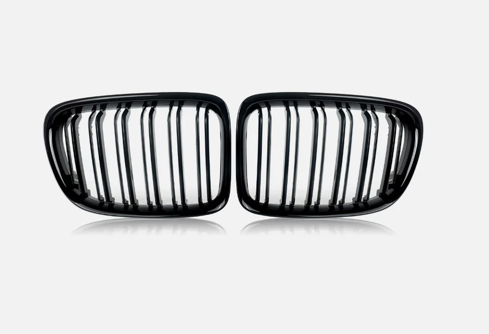 2PCS Front Bumper Grill Gloss Black Dual Slat Grille Fit 2010-2015 BMW X1 E84 Foto 2 de 4