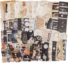 Knaid Vintage Scrapbook Supplies Pack (200 Pieces) for Witchy Junk Journal Bulle