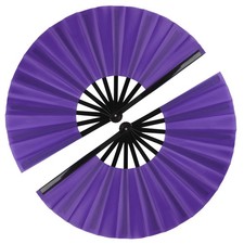Tkocisa 2 Pack Large Folding Hand Fan for Men/Women, Rave Large, Purple