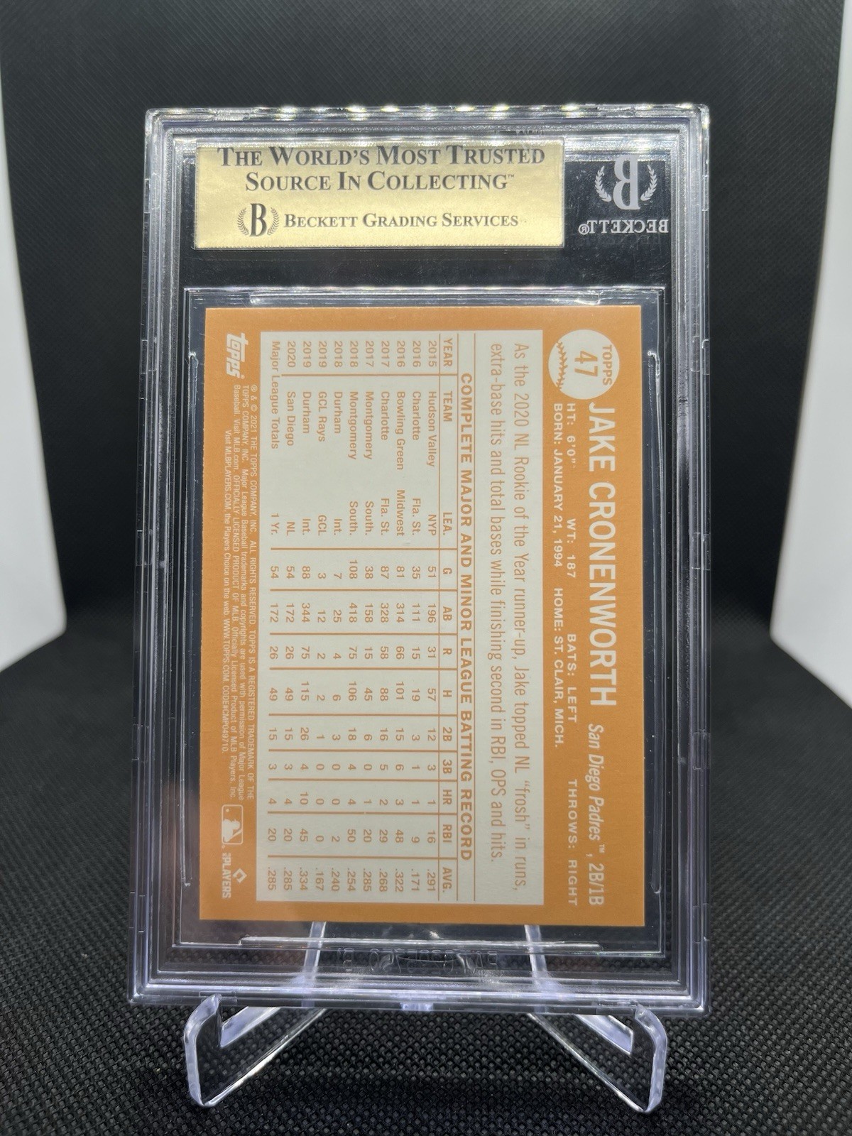 Jake Cronenworth 2021 Topps All Star Rookie Cup #47 BGS 9.5 GEM MINT Rookie RC