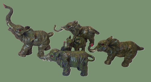 Herd of Five Little Ceramic Elephants (about 2-5 inches tall at tallest point) - Picture 6 of 12