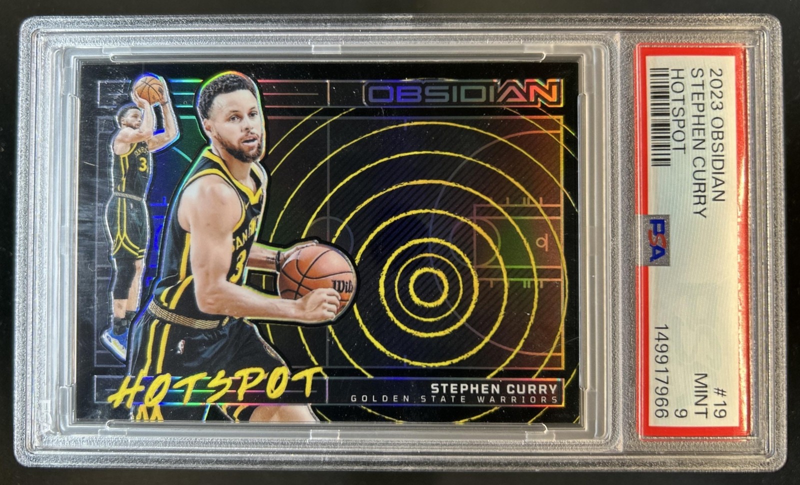 2023-24 Panini Obsidian Stephen Curry Hotspot #/99 Warriors PSA 9 view 1