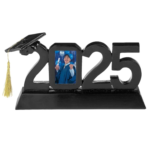 Fun Express 2025 Graduation Black Resin Picture Frame with Tassel, 8" x 5"