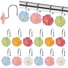 Flower Shower Curtain Hooks, 12 Pack Rustproof Stainless Steel Decorative, Bo...