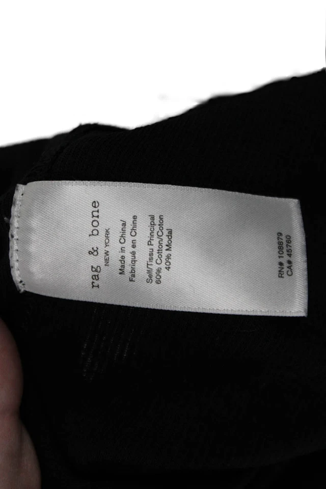 Rag & Bone Womens Black Cotton Modal Crewneck Short Sleeve Tee Size L - Image 4 of 4