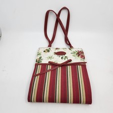 Longaberger Holiday Poinsettia Striped Fabric Gift Bag Holiday With Handles