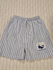 Shrimp Grits Kids One Piece Swimtrunks Stripes Whale Smocked Size 7 Boy's