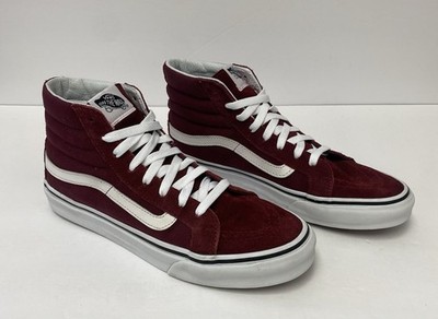 VANS M 8 W 9.5 Sk8 Hi Skate Shoes Maroon White Good!!