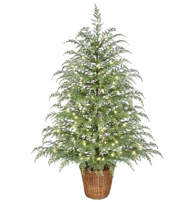 My Texas House 4FT Pre-Lit Cypress Pot Christmas Tree - NEW