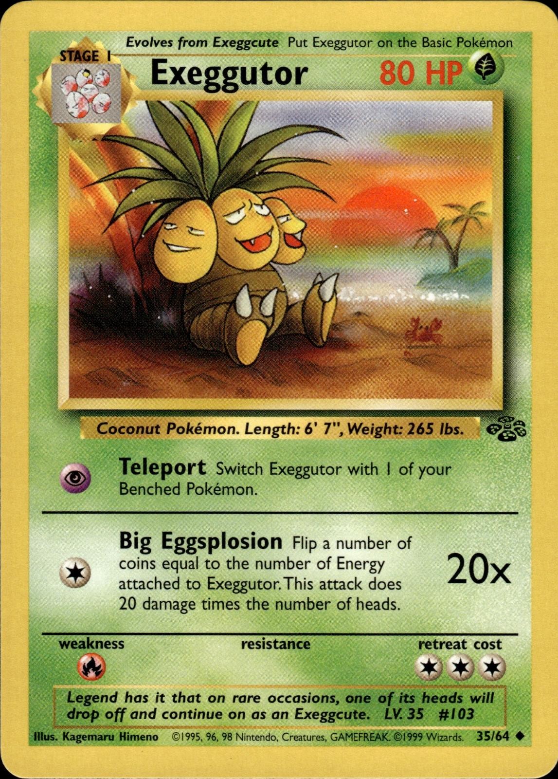Exeggutor 35/64 Uncommon Jungle Pokemon Unlimited Lightly Played