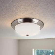 Bowers 15 In. 3-Light Brushed Nickel Flush Mount Ceiling Light Fixture with Fros