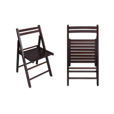 Folding Chairs Espresso Wooden Portable 16.25"H x 18"D x 17"W Set of 2 
