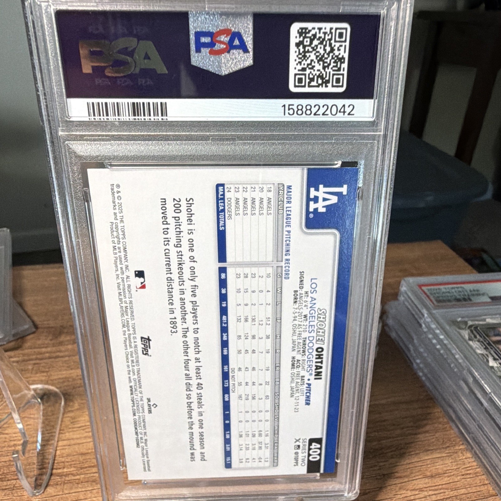 Topps Holiday 2025 Shohei Ohtani Dodgers #400 PSA 9 Graded Card view 3
