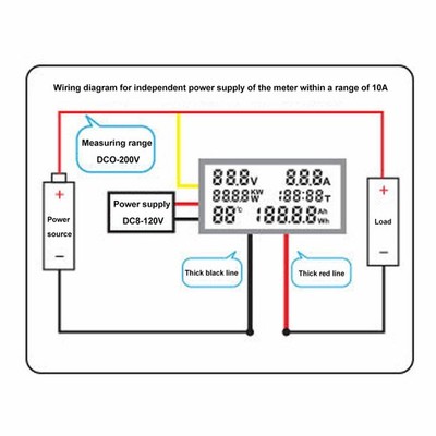 Digital Current Voltage Power Meter 0 200V 0 10A Temperature Display HD Colo SET