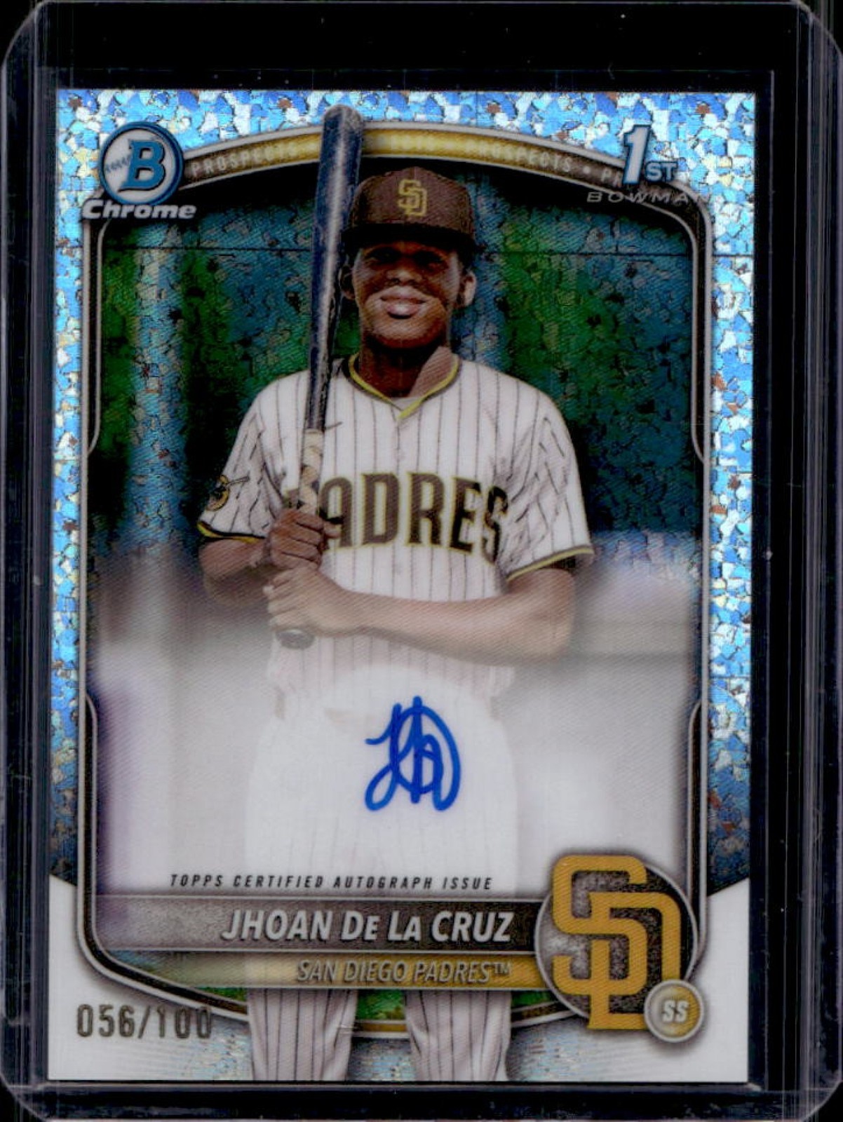 2025 Bowman Chrome Jhoan De La Cruz Auto Mini Diamonds Refractor 1st #56/100