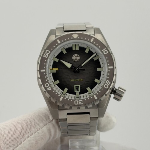 Zelos Thresher 44mm Hammered Grey 500m Automatic Diver Steel Bracelet 015/150