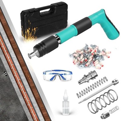 Powerful Concrete Nail Gun Air Nailer Nail Wall Fastening Tool+100PC Round Nails